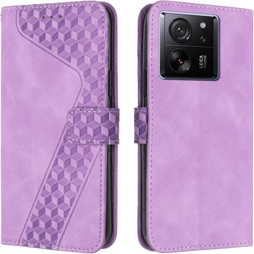 KAL-Coque Pour Xiaomi 13T, Etui Protection Housse Premium En Cuir Pu Portefeuille Étui Téléphone [Fermoir Magnétique] [Fentes Pour Cartes] Flip Case Pour Xiaomi 13T¿Pourpre