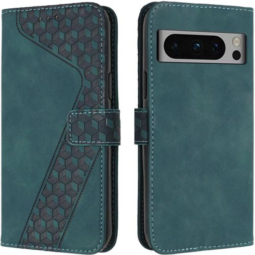 KAL-Coque Pour Google Pixel 8 Pro, Etui Protection Housse Premium En Cuir Pu Portefeuille Étui Téléphone [Fermoir Magnétique] [Fentes Pour Cartes] Flip Case Pour Google Pixel 8 Pro¿Vert