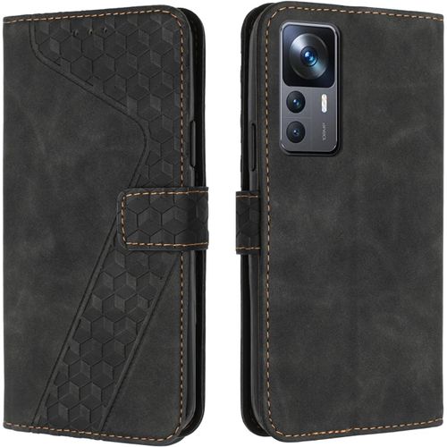 Coque Pour Xiaomi 12t, Housse De Protection Etui A Rabat Premium En Cuir Pu [Pochette De Portefeuille] [Fermeture Magnetique] Pour Xiaomi 12t Pro,Book Noir