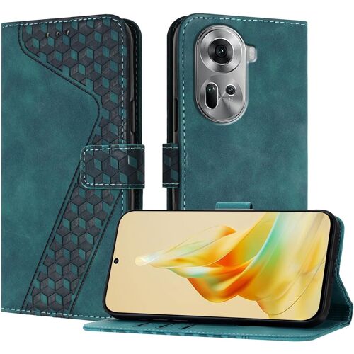KAL-Coque Pour Oppo Reno 11 5G, Etui Protection Housse Premium En Cuir Pu Portefeuille Étui Téléphone [Fermoir Magnétique] [Fentes Pour Cartes] Flip Case(Vert)