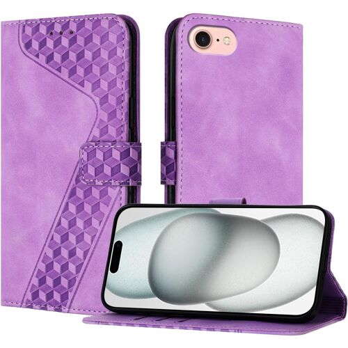 SJZG-Coque Pour Iphone Se4(6,1 Zoll), Etui Protection Housse Premium En Cuir Pu Portefeuille Étui Téléphone [Fermoir Magnétique] [Fentes Pour Cartes] Flip Case(Pourpre)