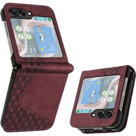 Kal-Coque Pour Samsung Galaxy Z Flip 6, Etui Protection Housse Premium En Cuir Pu Portefeuille Étui Téléphone [Fermoir Magnétique] [Fentes Pour Cartes] Flip Case(Rouge)