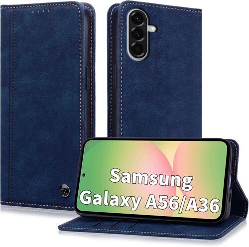 KAL-Coque Pour Samsung Galaxy A56 /A36 5G Premium Pu Pochette De Portefeuille Etui À Rabat Pour Samsung Galaxy A56 5G Emplacements Cartes Magnétique Flip Case Anti-Vibration, Bleu