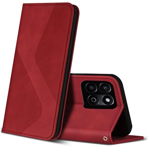 SJZG-Coque Pour Honor 200 Smart, Premium Étui Housse En Cuir De Protection Avec [Emplacements Cartes] [Magnetique], Clapet Folio Portefeuille Pour Honor 200 Smart 5G (Rouge)