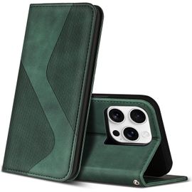 KAL-Coque Pour Iphone 16 Pro Max, Premium Étui Housse En Cuir De Protection Avec [Emplacements Cartes] [Magnetique], Clapet Folio Portefeuille Pour Iphone 16 Pro Max (Vert)