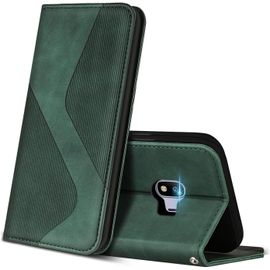Kal-Coque Pour Samsung Galaxy J4 2018, Premium Étui Housse En Cuir De Protection Avec [Emplacements Cartes] [Magnetique], Clapet Folio Portefeuille Pour Samsung J4 2018 (Vert)