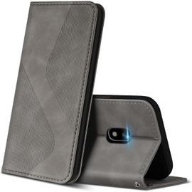 Kal-Coque Pour Samsung Galaxy J5 2017, Premium Étui Housse En Cuir De Protection Avec [Emplacements Cartes] [Magnetique], Clapet Folio Portefeuille Pour Samsung J5 2017 (Gris)