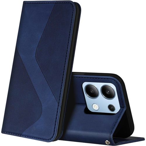 Kal-Coque Pour Xiaomi Redmi Note 13 4g, Premium Étui Housse En Cuir De Protection Avec [Emplacements Cartes] [Magnetique], Clapet Folio Portefeuille Pour Redmi Note 13 4g (Bleu)