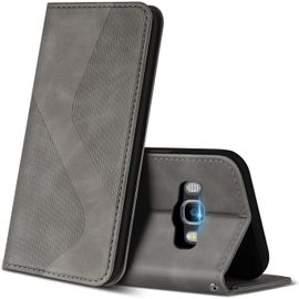Kal-Coque Pour Samsung Galaxy J5 2016, Premium Étui Housse En Cuir De Protection Avec [Emplacements Cartes] [Magnetique], Clapet Folio Portefeuille Pour Samsung J5 2016 (Gris)