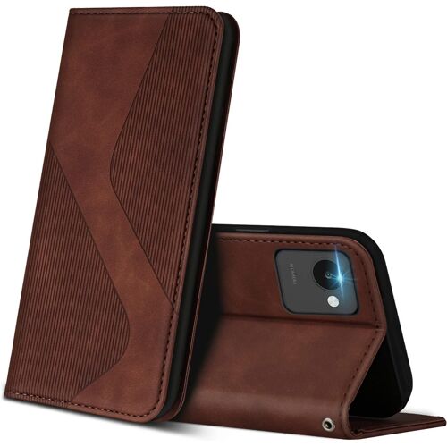 KAL-Coque Pour Realme C30, Premium Étui Housse En Cuir De Protection Avec [Emplacements Cartes] [Magnetique], Clapet Folio Portefeuille Pour Realme C30 (Marron)
