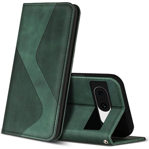 Kal-Coque Pour Google Pixel 8, Premium Étui Housse En Cuir De Protection Avec [Emplacements Cartes] [Magnetique], Clapet Folio Portefeuille Pour Google 8 (Vert)