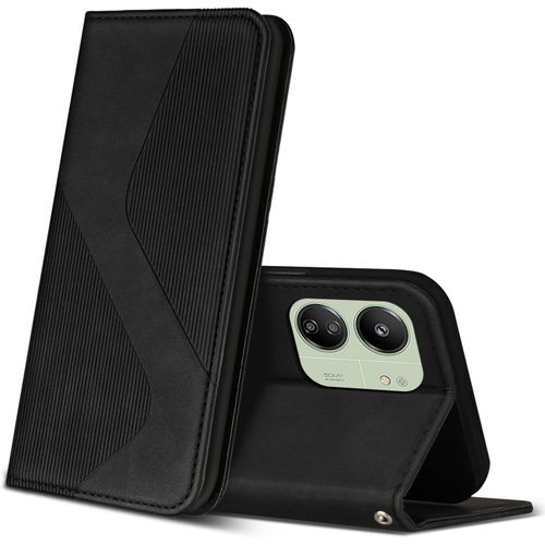 Kal-Coque Pour Xiaomi Redmi 13c / Poco C65, Premium Étui Housse En Cuir De Protection Avec [Emplacements Cartes] [Magnetique], Clapet Folio Portefeuille Pour Redmi 13c / Poco C65 (Noir)