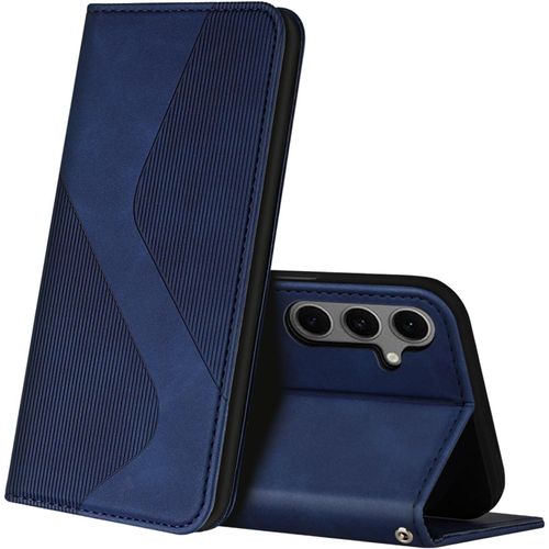 TRAHOO-Coque pour Samsung Galaxy S24 FE, Premium Étui Housse en Cuir de Protection avec [Emplacements Cartes] [Magnetique], Clapet Folio Portefeuille pour Samsung S24 FE (Bleu)