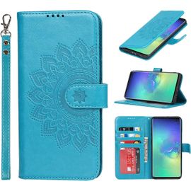 Etui Coque Pour Samsung Galaxy S10 Plus Protection Housse En Cuir Pu Pochette Rabat Clapet Case Porte Carte Magnétique Etui Portefeuille Pour Samsung Galaxy S10 Plus - Bleu