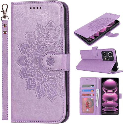 Kalanka-Etui Coque Pour Xiaomi Redmi Note 12 Pro 5g Protection Housse En Premium Cuir Pu Pochette Rabat Clapet Case Porte Carte Magnétique, Redmi Note 12 Pro Etui Portefeuille - Violet