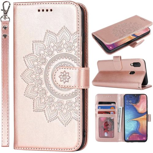 Etui Coque Pour Samsung Galaxy A20e Protection Housse En Premium Cuir Pu Pochette Rabat Clapet Case Porte Carte Magnétique Samsung A20e Etui Portefeuille - Or Rose