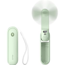 Ventilateur De Poche, Mini Ventilateur À Main Portable, À Piles Rechargeables Par Usb [14-21 Heures], Ventilateur Personnel Pliable Et Silencieux Avec Batterie Externe, Lampe De Poche-Vert