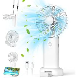 Ventilateur Portable, Ventilateur Silencieux Ventilateur de Poche 3 Vitesse du Vent Mini Ventilateur À Main Portable Rechargeable pour Voyage, Bureau À Domicile, Extérieur