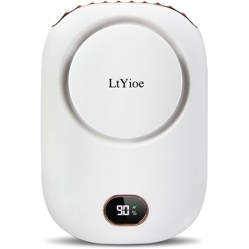 Ventilateur USB Petit Ventilateur Portable avec 3 Vitesses, Rechargeable Batterie et Affichage LED, Ventilateur Personnel pour Camping Bureau Sport Tableau Voiture Voyage (Blanc)