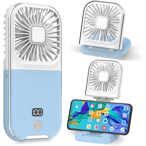KALANKA-Mini Ventilateur Portable Ventilateur à Main USB Rechargeable Petit Portatif Portable Ventilo Ventilateur de Poche Silencieux Fan Pour Bureau, Maison, Extérieur, Dormir (Bleu)