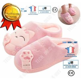 Td® Mignon Chat Pantoufles Pantoufles Intérieur Anti Slip Chaussures Pour Les Femmes Et Les Hommes,Cône Violet,