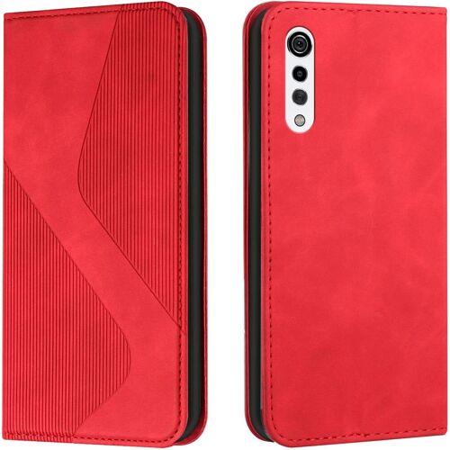 KAL-Coque Pour Lg Velvet/G9/G900, Etui Lg Velvet/G9/G900 Cuir, Pu Cuir Portefeuille Housse Et Magnétique Flip Pochette Étui À Rabat Protection Case Avec Antichoc Tpu Housse (Rouge)