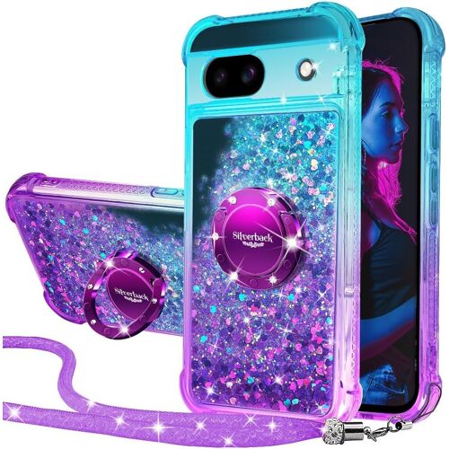 KAL-Coque Pour Google Pixel 8A, Fille Silicone Paillette Bling Glitter De Luxe Avec Support, Liquide Gel Housse Etui De Protection Pour Pixel 8A - Violet