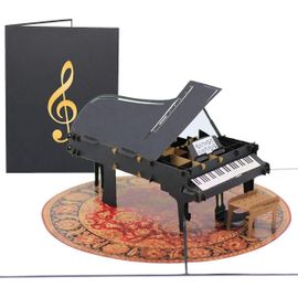 Cards Grand Piano Fête Des Pères Popup Carte De Voeux Pour Toutes Les Occasions Joyeux Anniversaire,Félicitations,Remise Des Diplômes,Musiciens De Retraite,Enseignant Et Étudiant,Les Ama