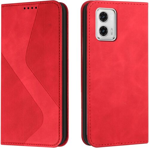 KAL-Coque Pour Motorola Moto G73, Etui Moto E22S Cuir, Housse En Cuir Motorola Moto G73, Cuir Portefeuille Housse Avec Magnétique Flip Étui À Rabat Case Etui Motorola Moto G73 (Rouge)