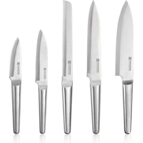Ensemble De 5 Couteaux, Ensemble De Couteaux De Cuisine En Acier Inoxydable Allemand, Couteau De Chef, Couteau À Pain, Couteau À Viande, Couteau Tout Usage, Couteau D'office