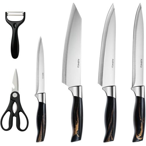 Subzonal-Lot De 6 Ensembles De Couteaux De Cuisine, Couteaux De Cuisine Professionnel Set, Set Couteau Cuisine En Acier Inoxydable, Couteau À Éplucher, Cuisine Ciseaux