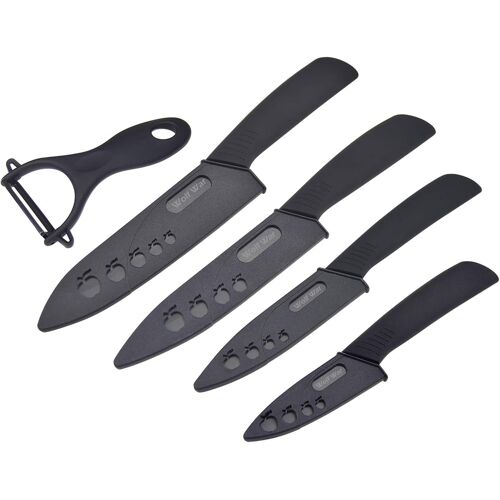 Mevronisshop-Set 5 Couteaux En Céramique - Chef 6"", Utilitaire 5"", Fruits 4"", Éplucheur 3"" - Avec Éplucheur Pour Fruit Et Légume