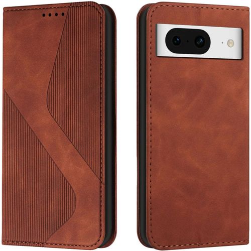 Coque pour Google Pixel 8, Housse en Cuir Google Pixel 8, Cuir Portefeuille Housse avec Magnetique Flip etui a Rabat Case Etui Google Pixel 8 (Marron)
