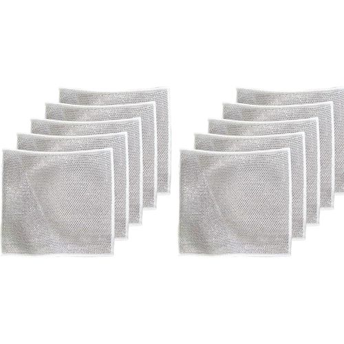 CHECARZHN--NO1-Lavette En Fibre M¿¿tallique - Lot De 10 Chiffons Vaisselle En Fil D'Acier Anti-Rayure Pour ¿¿viers