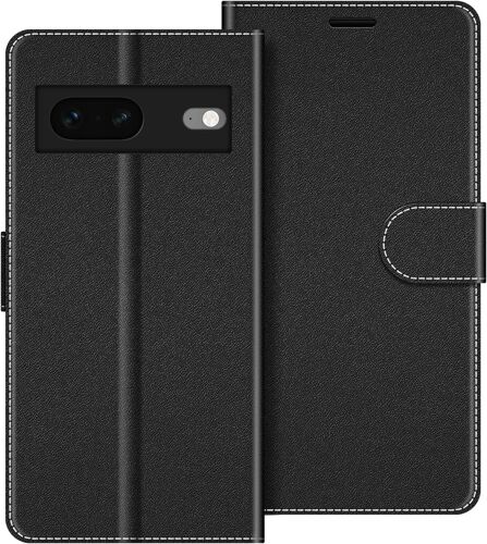 KAL-Coque En Cuir Pour Google Pixel 7 5G, Étui Housse Pochette Fonction Stand Pour Google Pixel 7 5G, Noir