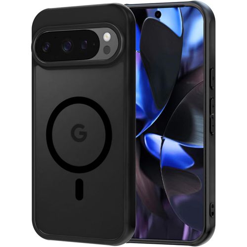SJZG-Coque Magnétique Pour Google Pixel 9 / Google Pixel 9 Pro, Compatible Avec Magsafe, Étui Mat Translucide Minimaliste Pc+Tpu Protection Antichoc Anti Rayures Dos Case - Noir