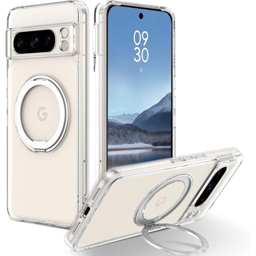 Senior-Coque Magnétique Pour Google Pixel 8 Pro Compatible Avec Mgasafe & Anneau À 360°,Support-Adapté Aimant Voiture Housse Etui De Protection Antichoc Anti-Jaunissement,Transparance[L727]