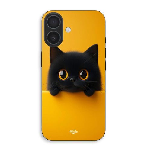 Coque Pour Iphone 16 Plus Chat Mignon Fond Orange Maniacase