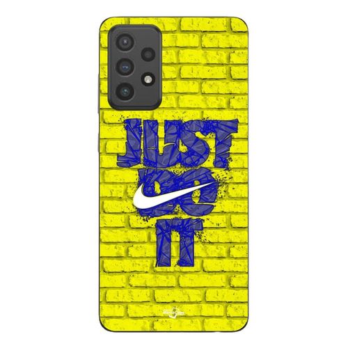 Coque Pour Samsung Galaxy A33 5g logo just do it couleur bleu front jaune Maniacase