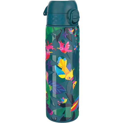 600ml Stainless Steel Water Bottle,Lightweight,Non-Insulated,Leak-Proof,Easy To Open,Secure Lock,Dishwasher Washable,Carry Handle,Durable,Stainless Steel,3d Exotic Birds Pattern