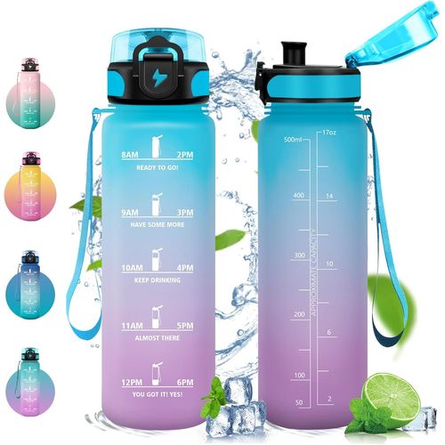 Gourde Sport, 500ml Étanche & , Gourde Enfant, Motivation Avec Filtre Gourde, Bouteille, Bouteille D'eau, Pour Gym, Enfant, École, Bureau, Yoga
