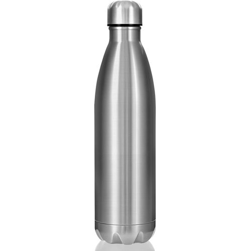 Kalanka-Gourde Isotherme En Acier Inoxydable 750ml - Bouteille D'eau Réutilisable Double Paroi [24h Froid/12h Chaud] - Sans Bpa & Étanche Anti-Fuite, Thermos Métallique Pour Sport, Gym, École(Argent)