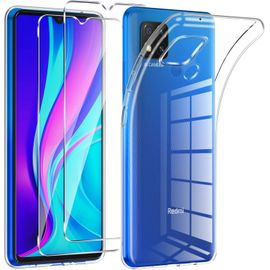 Coque Pour Xiaomi Redmi 9c/9c Nfc,Avec 2 Pièces Verre Trempé,Transparence Souple Tpu Étui Protection Pour Redmi 9c,Bumper Housse Prévention Des Chutes,Anti- Rayures,Ultra Mince