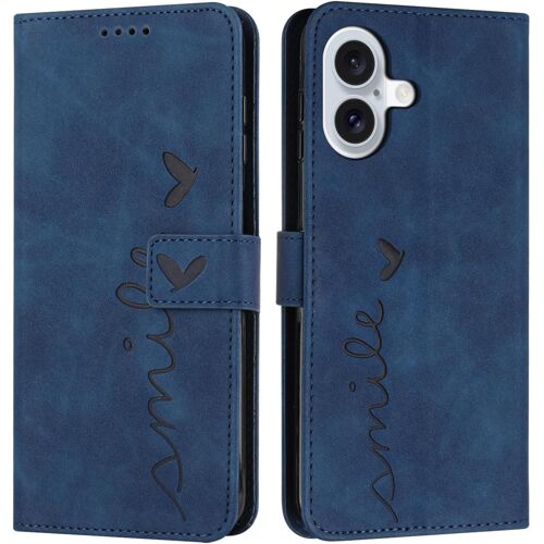 Coque pour iphone 16 (6,1 Pouces), ?tui Housse en Cuir PU iphone 16 (6,1 Pouces), Magnetique Flip [Pochette de Portefeuille] Etui de Protection(Bleu)