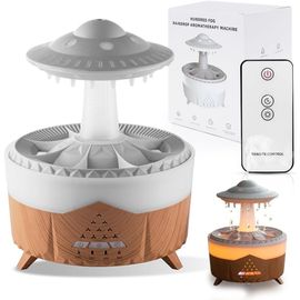 Checarzhn--No1-Bois Diffuseur D'huile Essentielle 500ml,Humidificateur D'air,Rain Cloud Humidificateur D'air Avec 7 Couleurs De Lumière,Diffuseur D'arômes Pour Chambre Pour Maison,Bureau,Chambre 