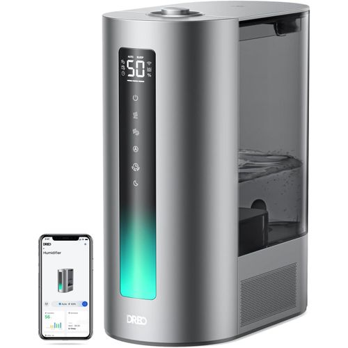CHECARZHN--NO1-6L Humidificateur Chambre À Coucher, Intelligent, Brume C /Froide, Pour Plantes Et Bébé, Remplis Par Le Haut, 60H D'Autonomie, Silencieux, Avec Minuterie, Compatible Google/Alexa, Hm71