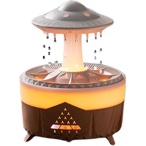 CHECARZHN--NO1-Diffuseur À Effet Pluie Humidificateur D'Air Avec Led 7 Couleurs Pour Bureau/Chambre, Marron