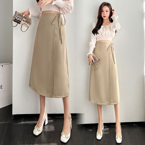Jupe Taille Haute Printemps Et Été, Costume Mi-Long, Jupe Trapèze, Jupe En Dentelle Noire En Une Étape