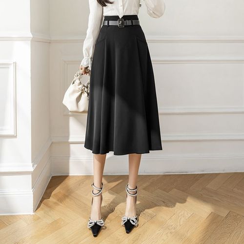 Jupe De Costume Polyvalente Pour Femmes, Style Mi-Long, Drapée, Couvrant Les Hanches, Taille Haute, Large, Trapèze
