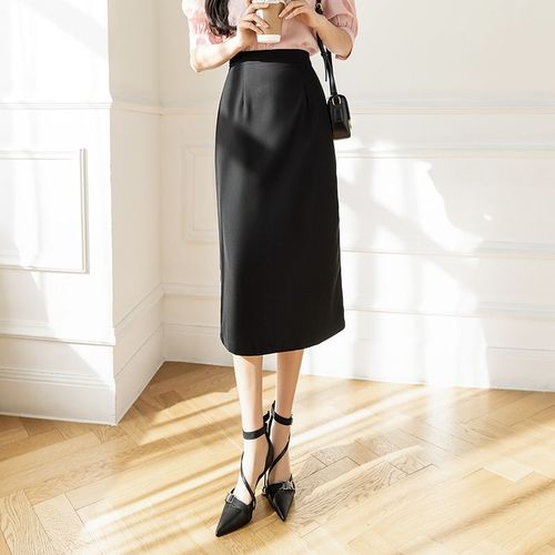 Jupe Femme Printemps Et Été Nouvelle Jupe Mi-Longue Jupe Professionnelle Taille Haute Jupe Trapèze Couleur Unie Jupe Hanche Jupe Une Étape Trajet Quotidien